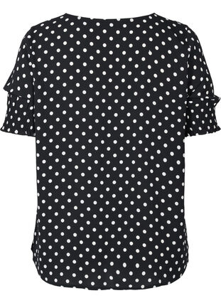 Printet viskose bluse med knapper, Black Dot, Packshot image number 1