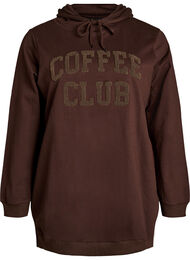 Hoodie med frott&eacute;-inspireret tekstmotiv, Brun