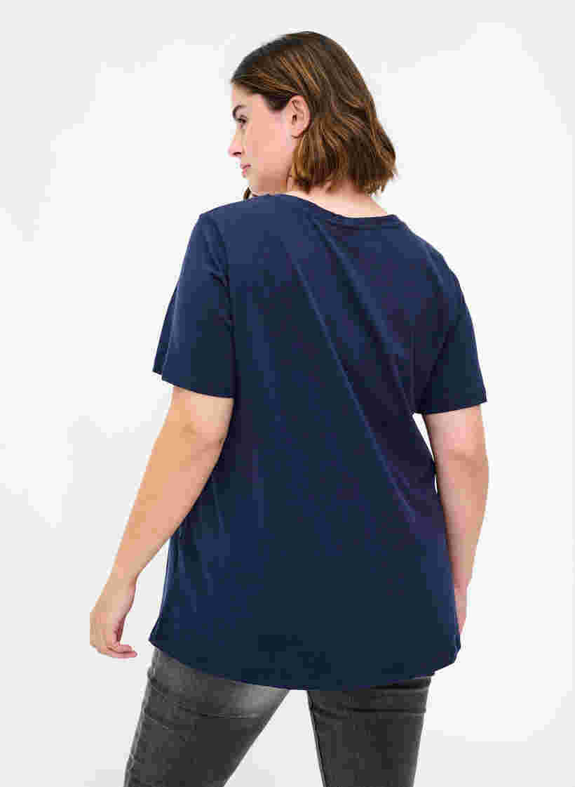 Basis t-shirt med v-hals, Night Sky, Model image number 1