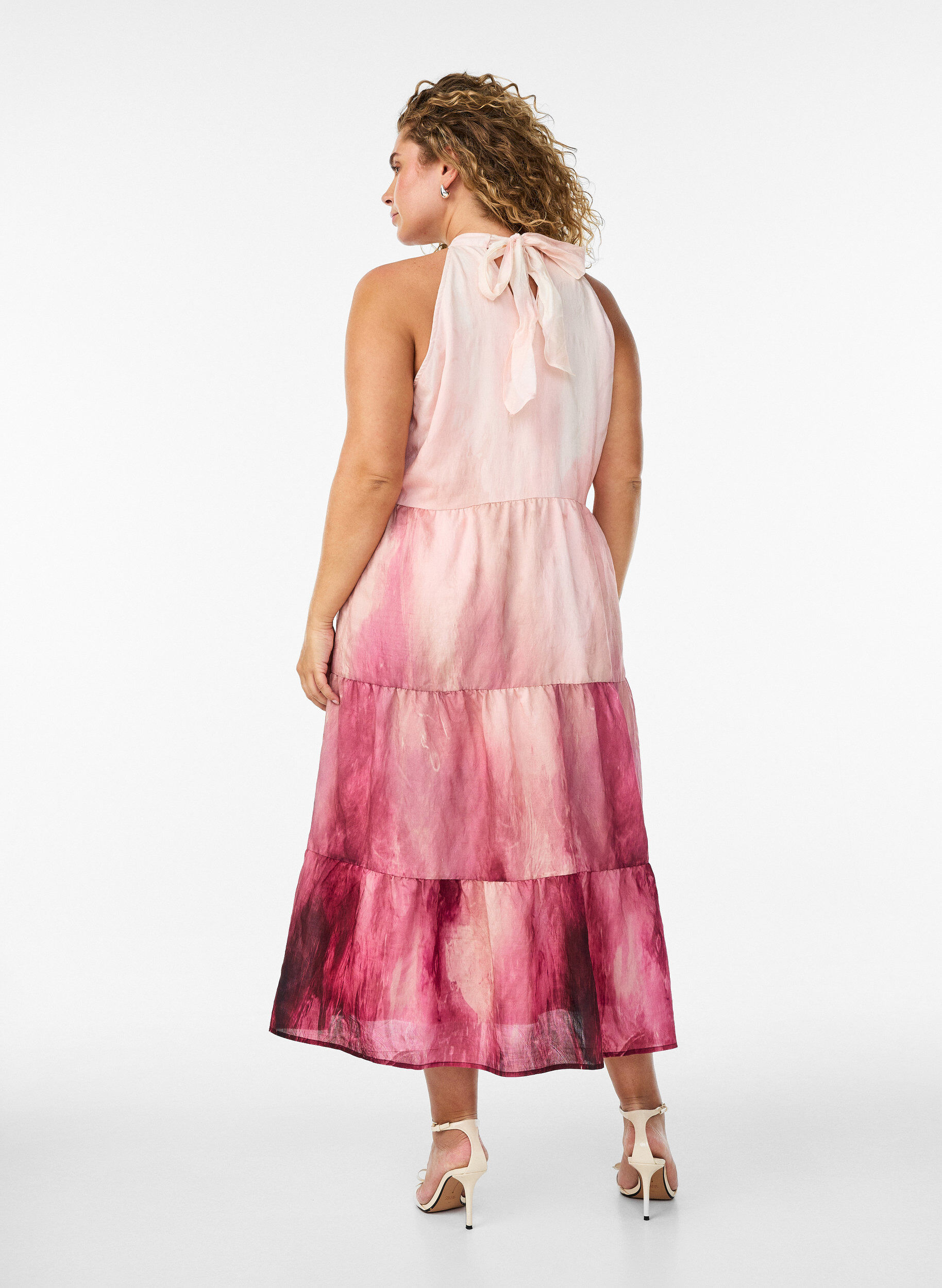 ZizziMidi festkjole med halterneck, Lyser&oslash;d, Model image number 1
