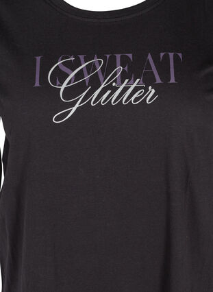 Trænings t-shirt med print, Black Glitter, Packshot image number 2