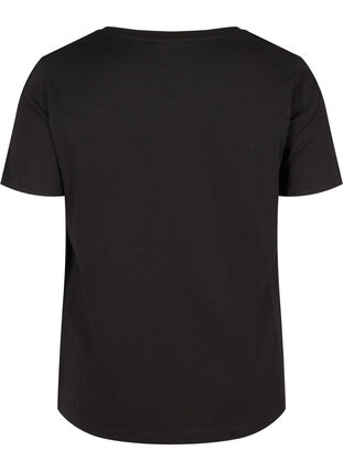Bomulds t-shirt med blonder, Black, Packshot image number 1