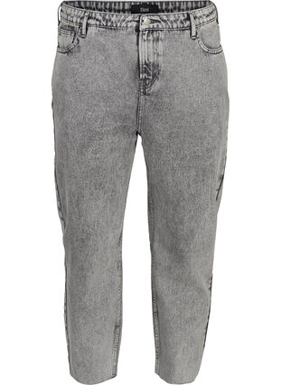 Cropped mom fit Mille jeans med løs pasform, Grey acid wash, Packshot image number 0