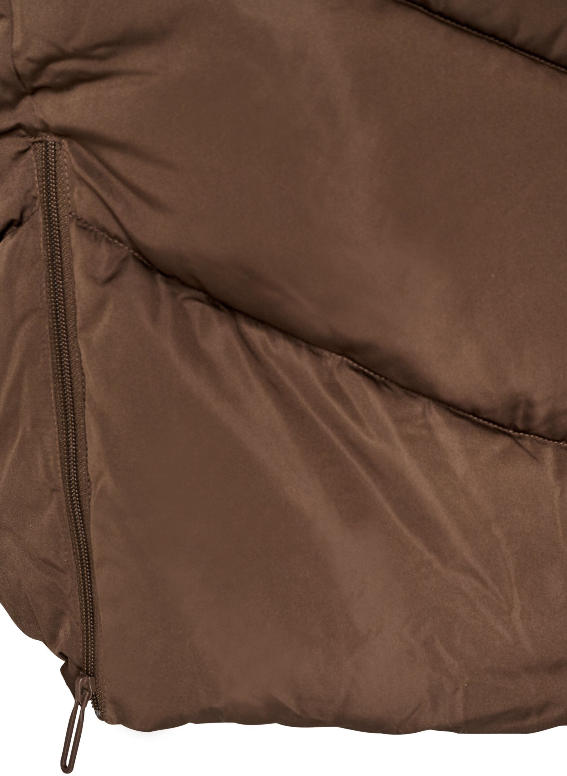 ZizziLang pufferfrakke med h&aelig;tte og lommer, Brun, Packshot image number 4