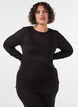 Bluse med hulm&oslash;nster og lange &aelig;rmer, Sort, Model image number 0
