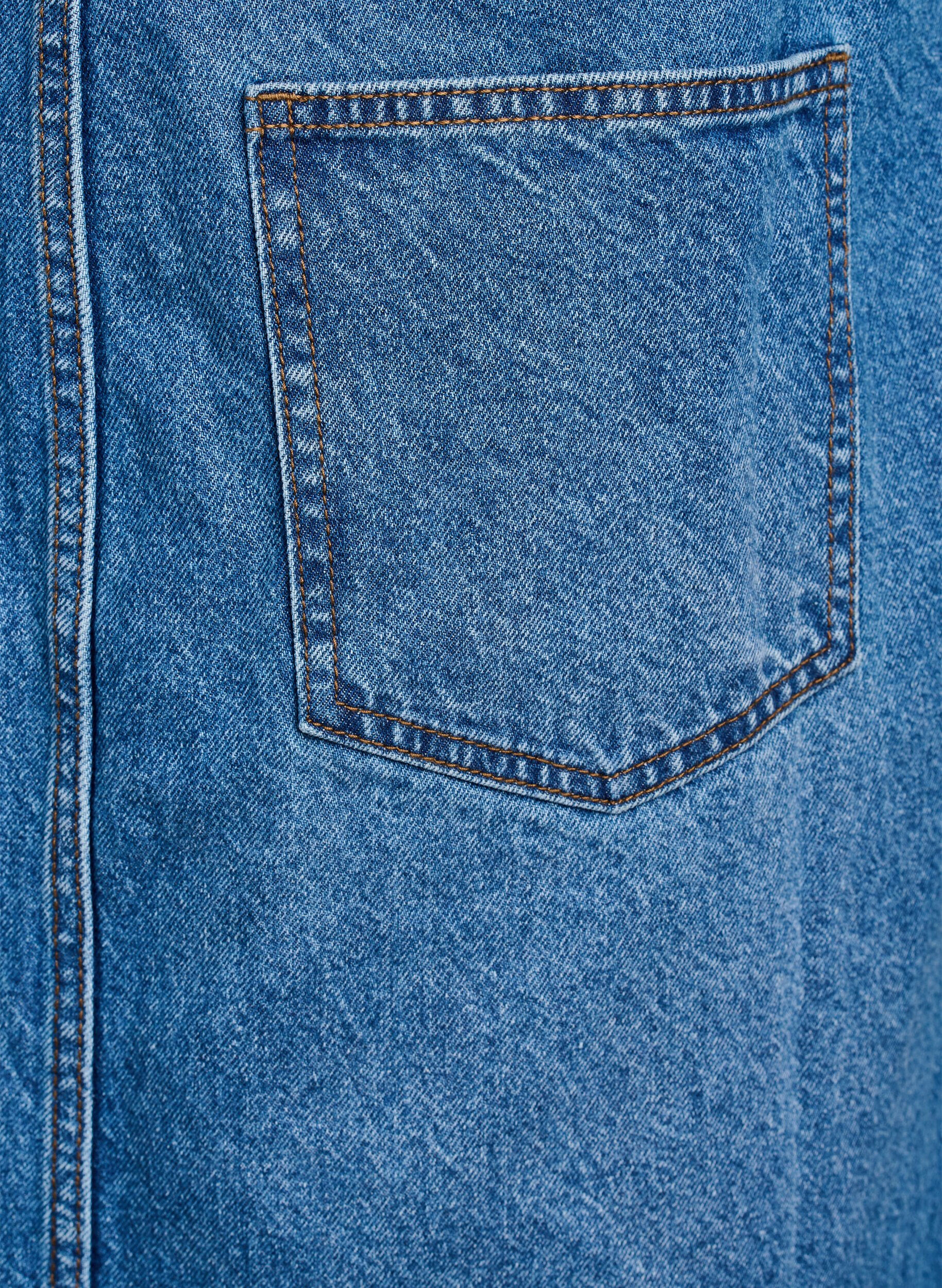 Zizzi Midi denim overall-kjole, Bl&aring;, Packshot image number 3