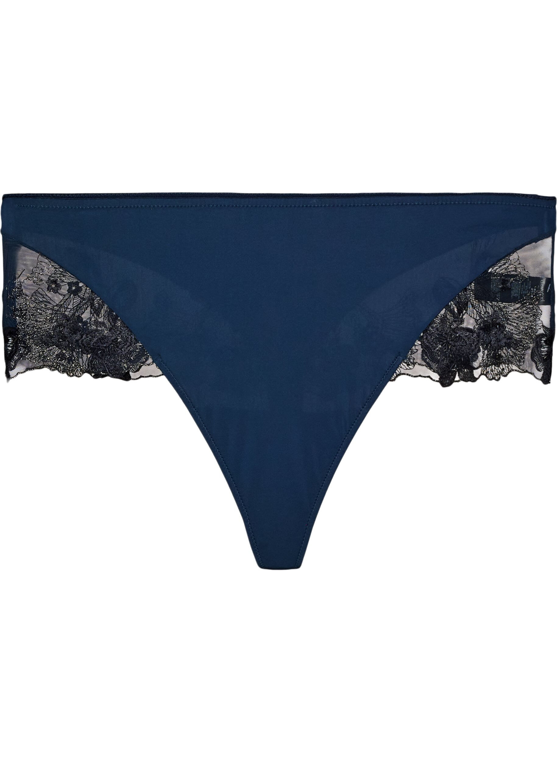 ZizziHipster-string med blomsterbroderi og regul&aelig;r talje, Bl&aring;, Packshot image number 0