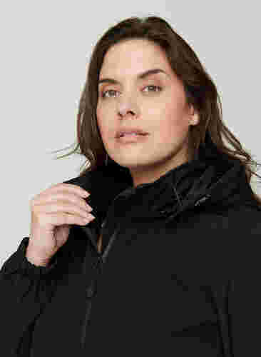 Softshell jakke med hætte, Black solid, Model image number 4