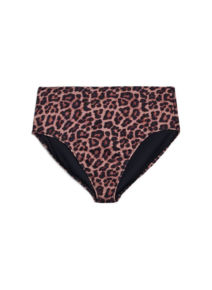 Leopard bikiniunderdel med h&oslash;j talje, Brun, Packshot image number 0