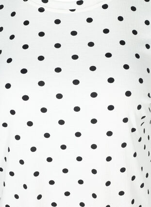 Prikket t-shirt med pufærmer, White w. Black Dots, Packshot image number 2