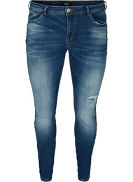 Ekstra slim Sanna jeans med regulær talje, Dark blue denim