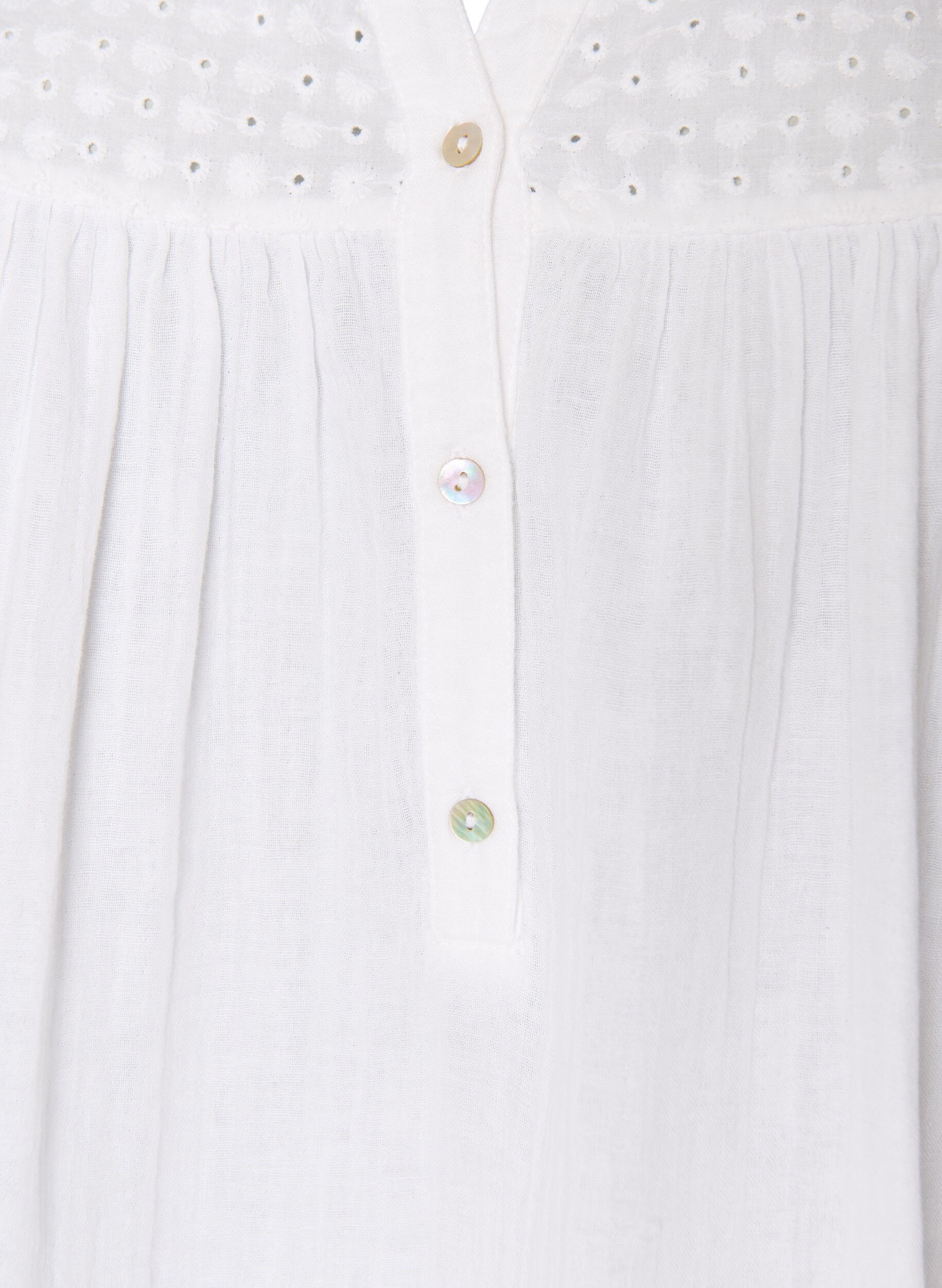 ZizziBluse i bomuldsmusselin med broderi anglaise, Hvid, Packshot image number 2