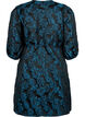 Wrapkjole i jacquard med 3/4 ærmer, Black Blue, Packshot image number 1