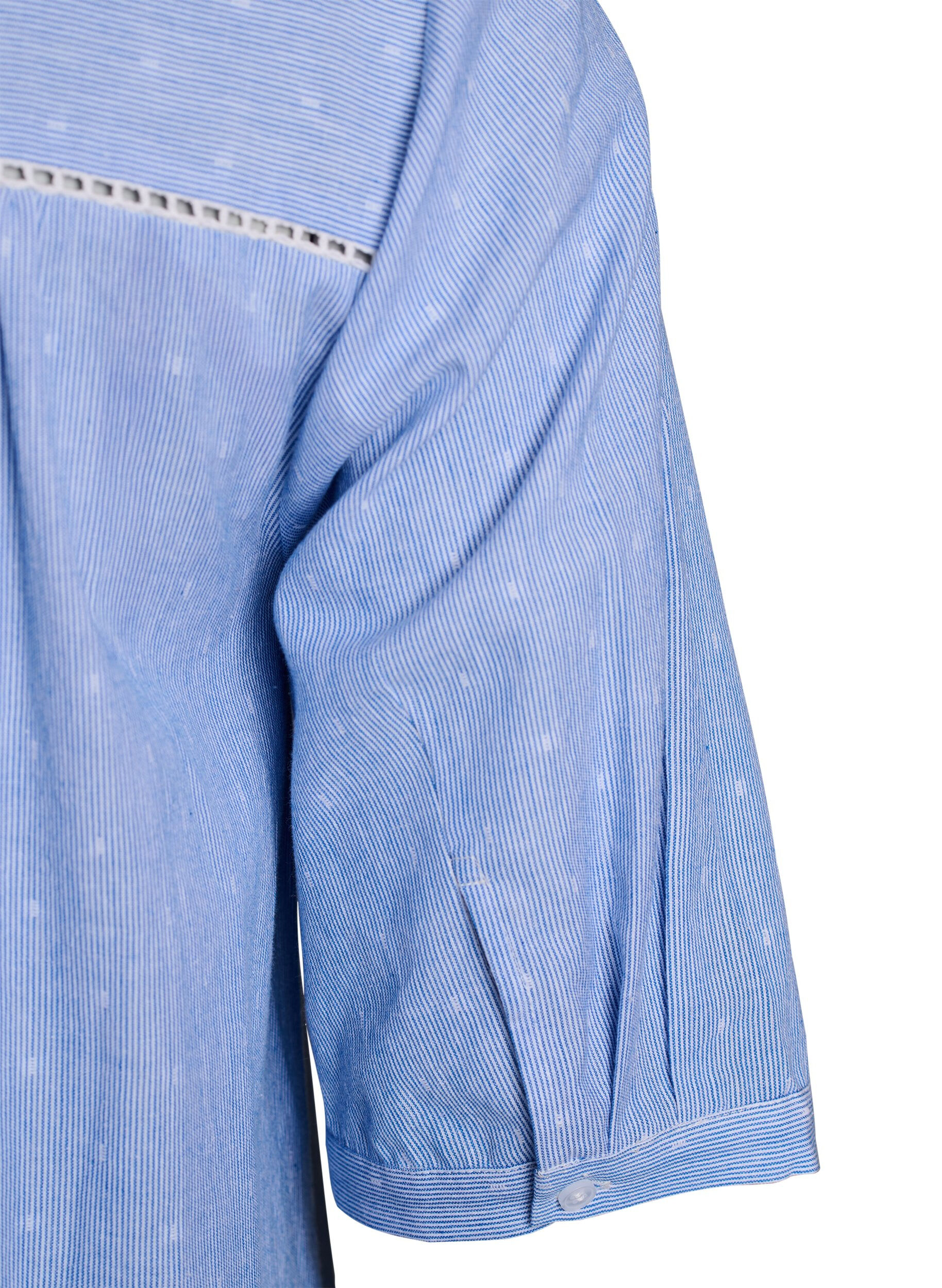 Zizzi Kort kjole med blondeb&aring;nd og A-facon, Bl&aring;, Packshot image number 3