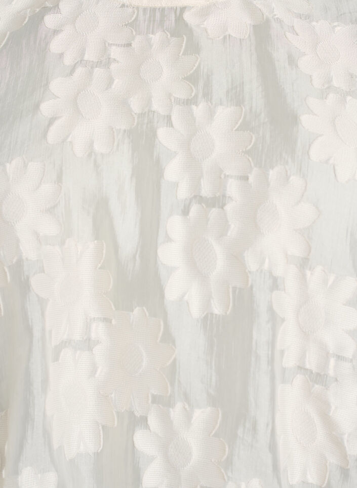 &AElig;rmel&oslash;s top i jacquard med blomsterstruktur, Vanilla, Packshot image number 2