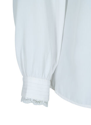 Langærmet bluse med v-udskæring, Bright White, Packshot image number 3