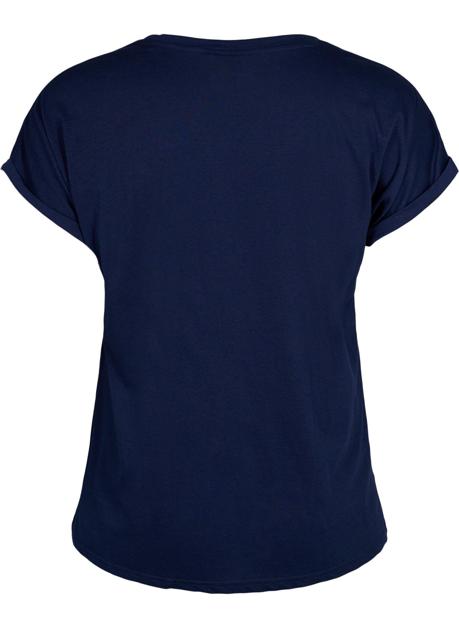 ZizziKort&aelig;rmet t-shirt i bomuldsblanding, Bl&aring;, Packshot image number 1