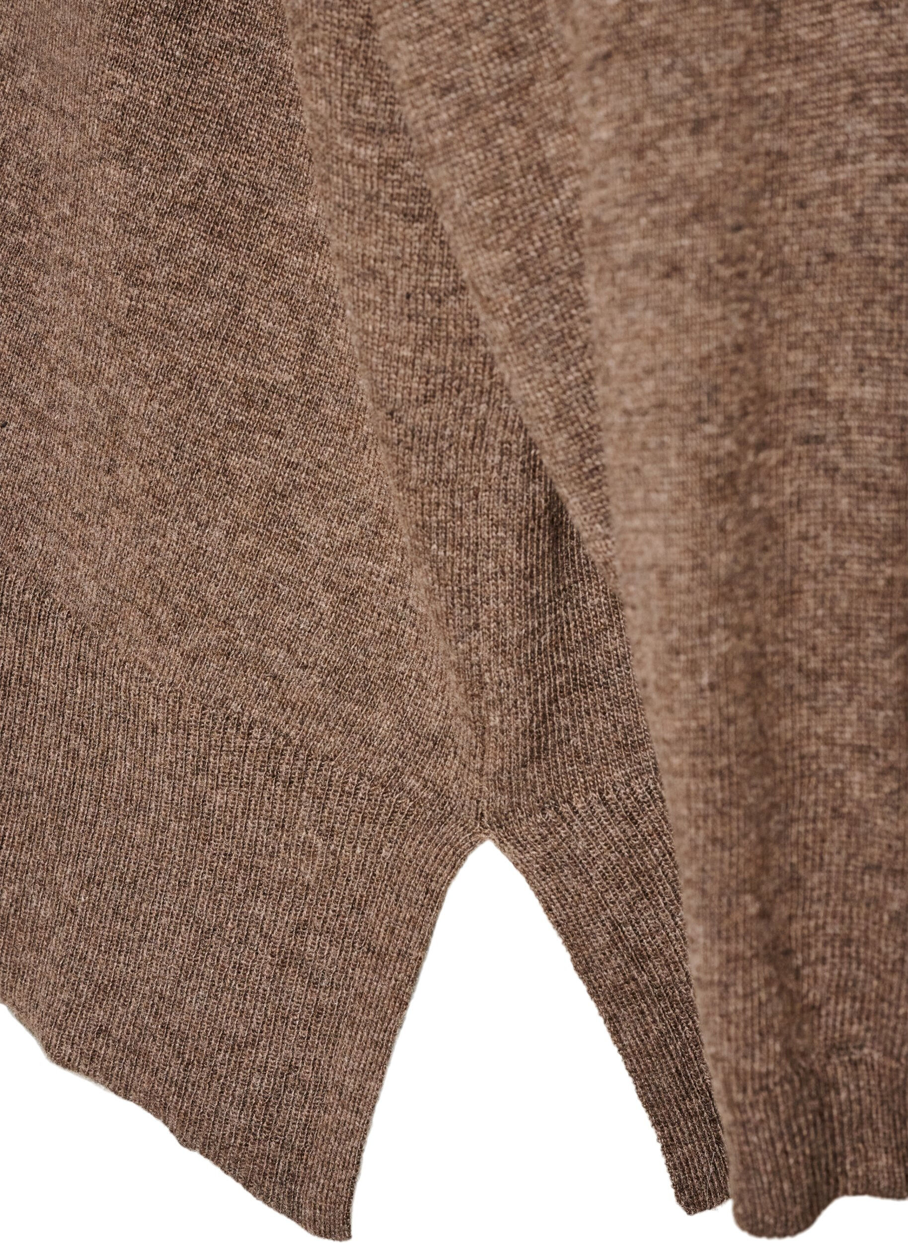 ZizziStrikbluse med rullekrave og l&oslash;s pasform, Brun, Packshot image number 3
