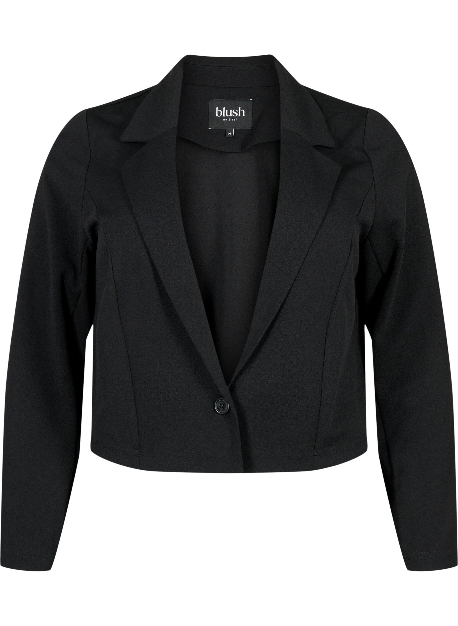 Zizzi Kort blazer med knap, Black, Packshot image number 0