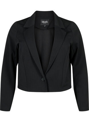 Kort blazer med knap, Black, Packshot image number 0