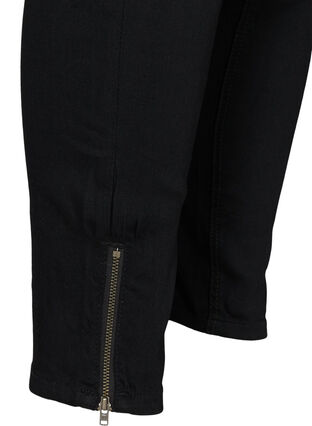 Cropped Amy jeans med høj talje og lynlås, Black, Packshot image number 3