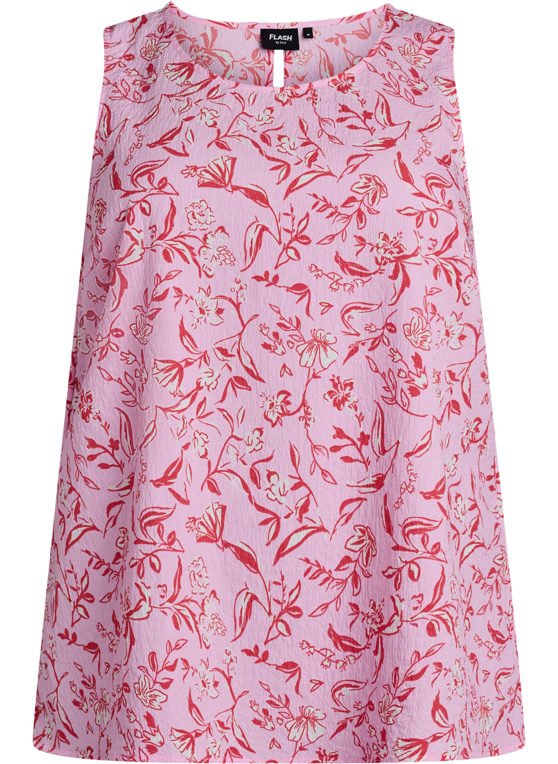 Zizzi &AElig;rmel&oslash;s top med tekstur, Lyser&oslash;d, Packshot image number 0