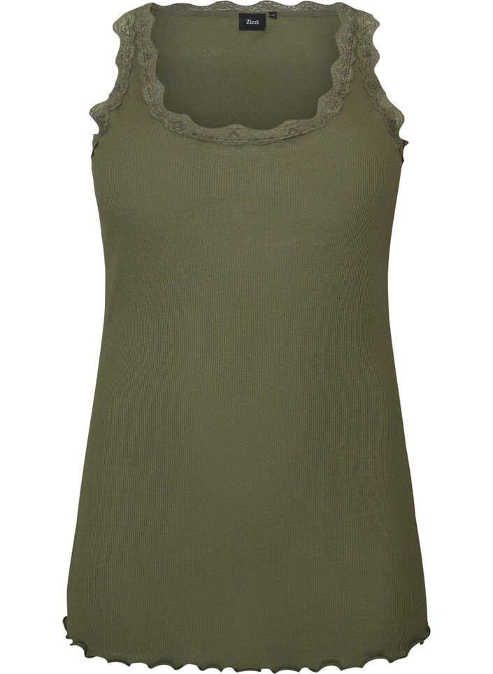 Top med blondekant, Gr&oslash;n, Packshot image number 0