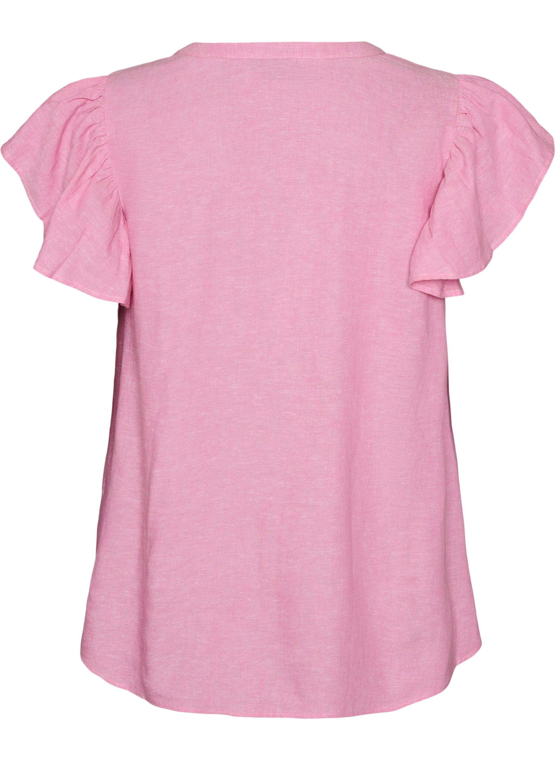 ZizziBluse i viskose og h&oslash;r med fl&aelig;se&aelig;rmer, Lyser&oslash;d, Packshot image number 1