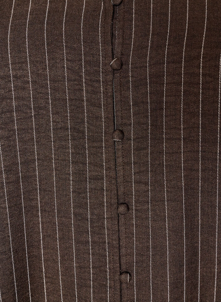 Kn&aelig;lang kjole med n&aring;lestriber og blondekant, Brun, Packshot image number 2