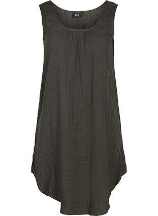 Ærmeløs bomulds kjole med a-form , Khaki As sample, Packshot image number 0