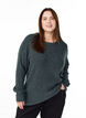 Meleret strikbluse med rund hals, Gr&oslash;n, Model image number 0