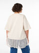 L&oslash;s t-shirt med bred blondekant, Beige, Model image number 2