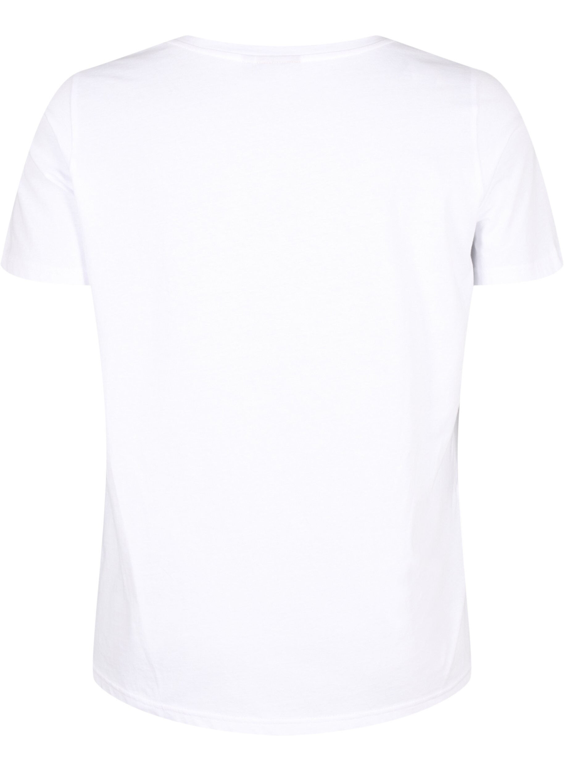 Zizzi Bomulds t-shirt med broderet kirseb&aelig;r, B.White CherryEMB., Packshot image number 1