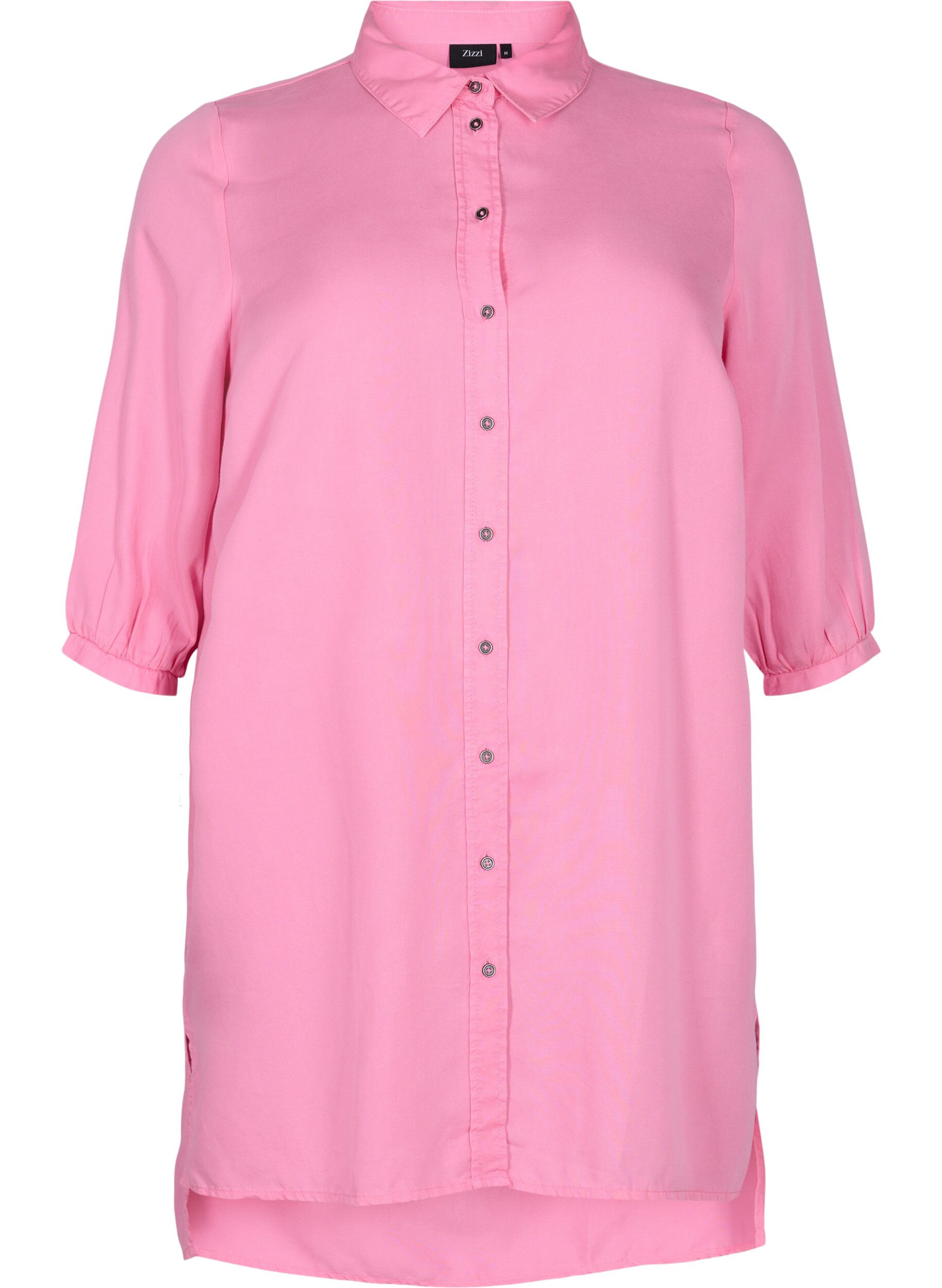 Zizzi Lang skjorte med 3/4 &aelig;rmer i lyocell (TENCEL&trade;), Rosebloom, Packshot image number 0