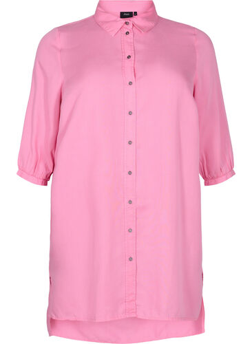 Lang skjorte med 3/4 ærmer i lyocell (TENCEL™), Rosebloom, Packshot image number 0