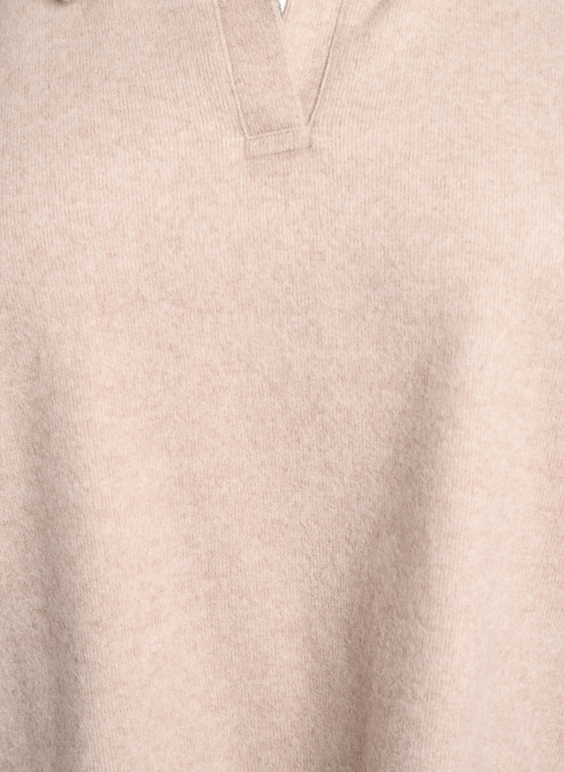 Zizzi Jerseybluse med krave og V-udsk&aelig;ring, Beige, Packshot image number 2