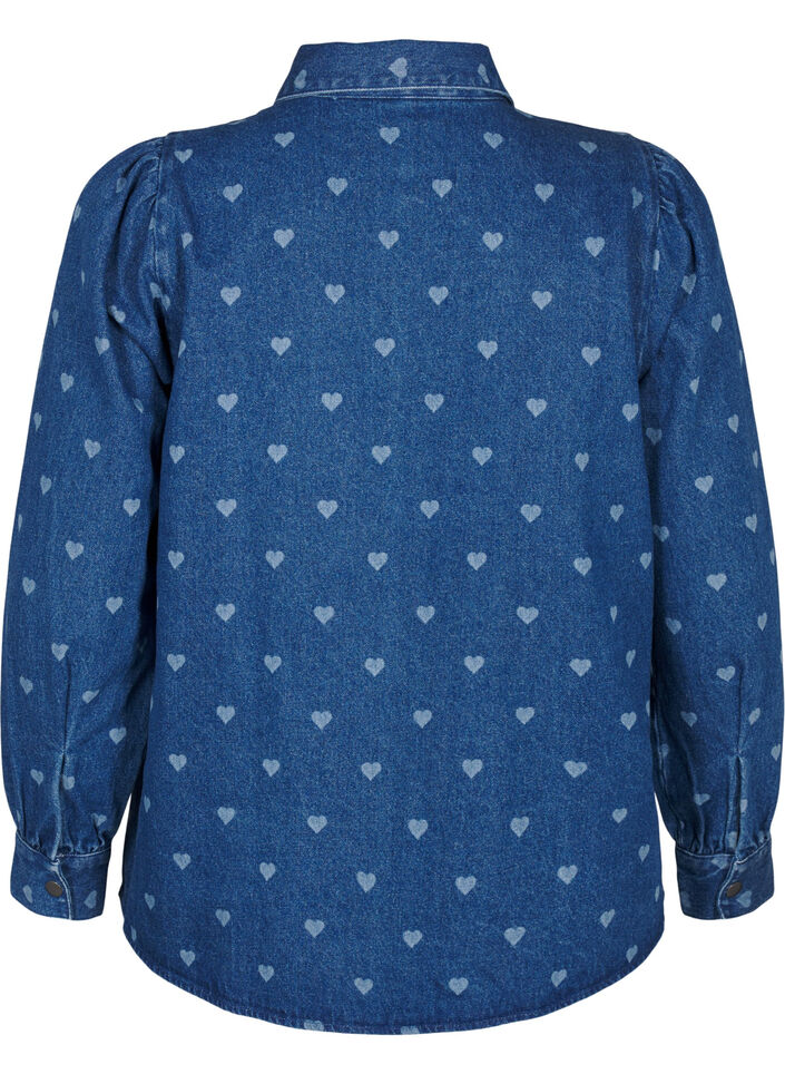 Denimskjorte med hjerter, L. Blue D. W. Heart, Packshot image number 1