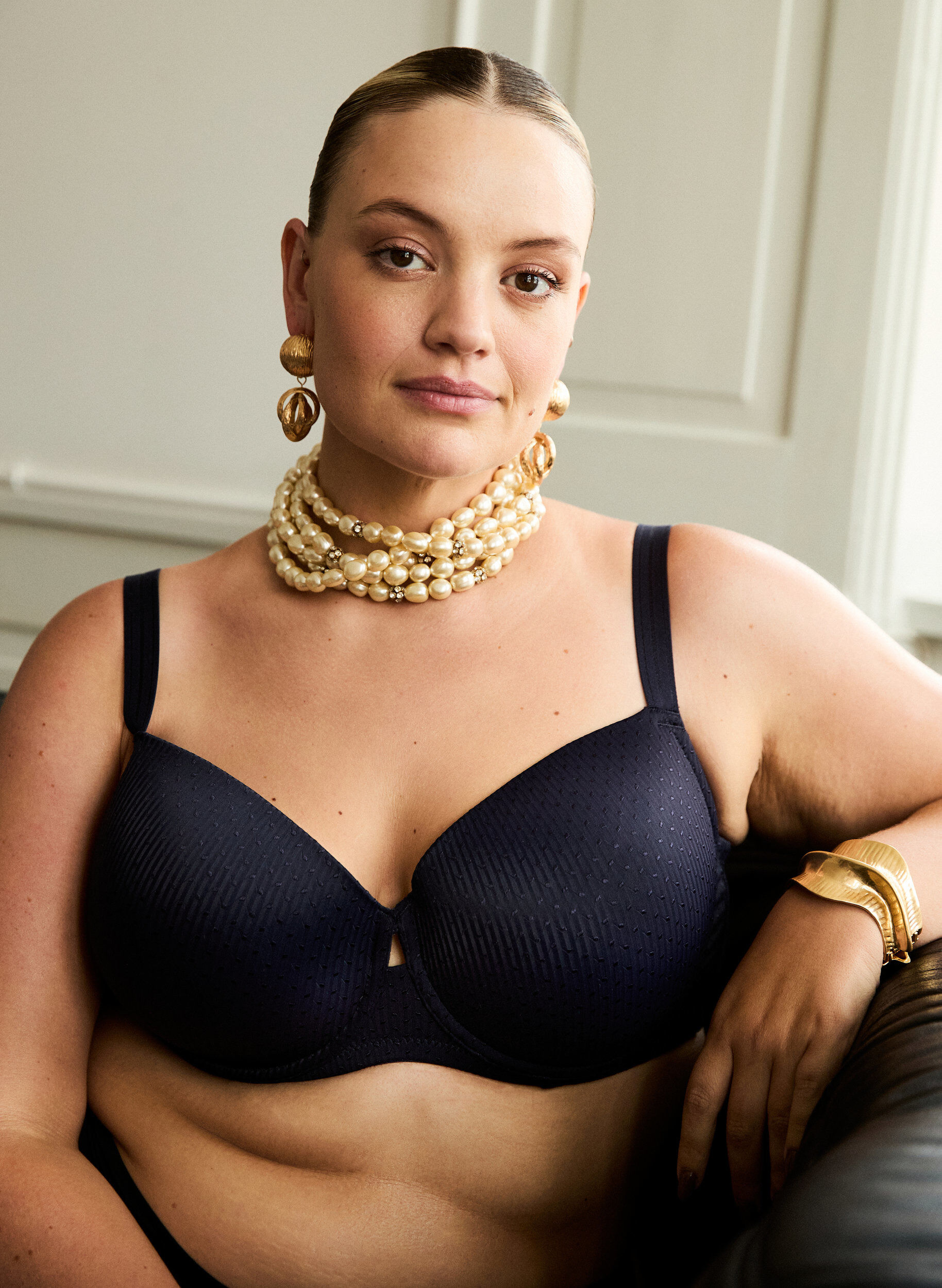 Zizzi Formst&oslash;bt b&oslash;jle-bh med m&oslash;nster, Bl&aring;, Image image number 0