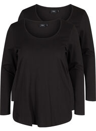 2-pak basis bluse med lange ærmer, Black