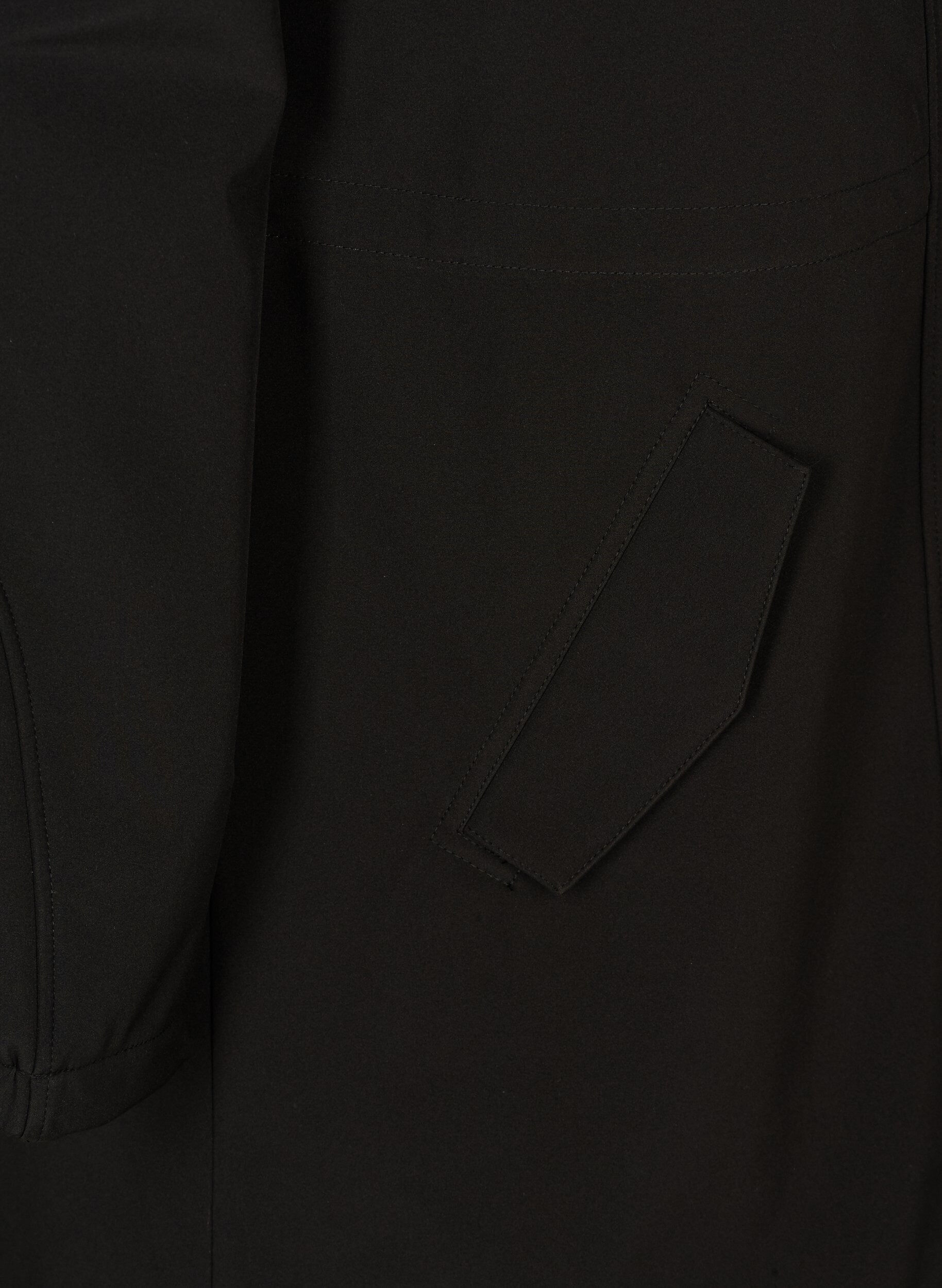 Zizzi Softshell jakke med h&aelig;tte, Black solid, Packshot image number 3