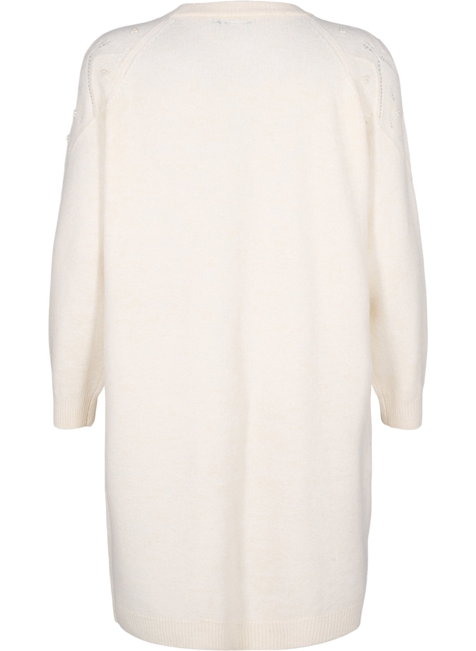 Zizzi Strikkjole med m&oslash;nster og perler, Birch Mel., Packshot image number 1