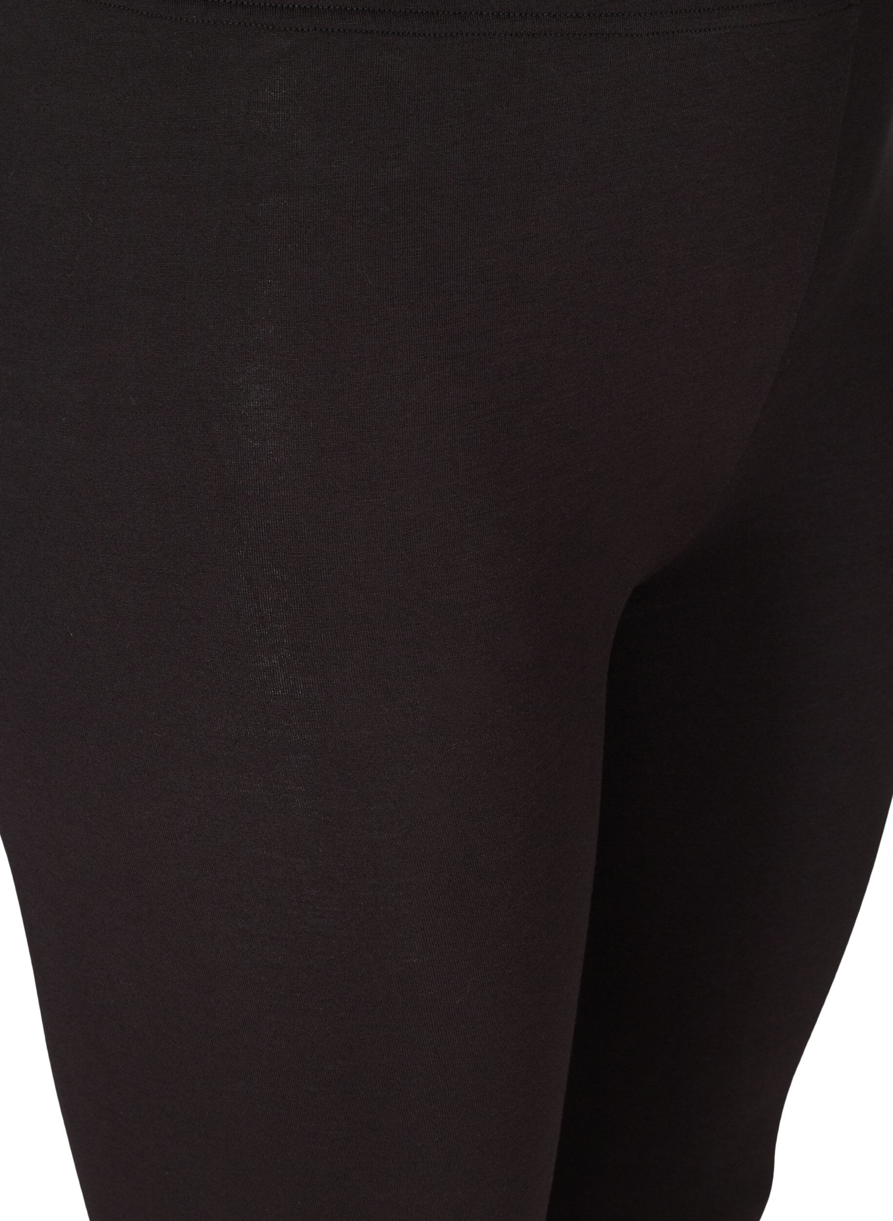 Zizzi Basis 3/4 leggings med rynkedetalje , Sort, Packshot image number 2