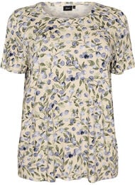 T-shirt med blomsterprint, Vanilla