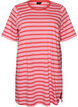 Lang oversize T-shirt i &oslash;kologisk bomuld med striber, Lyser&oslash;d, Packshot image number 0