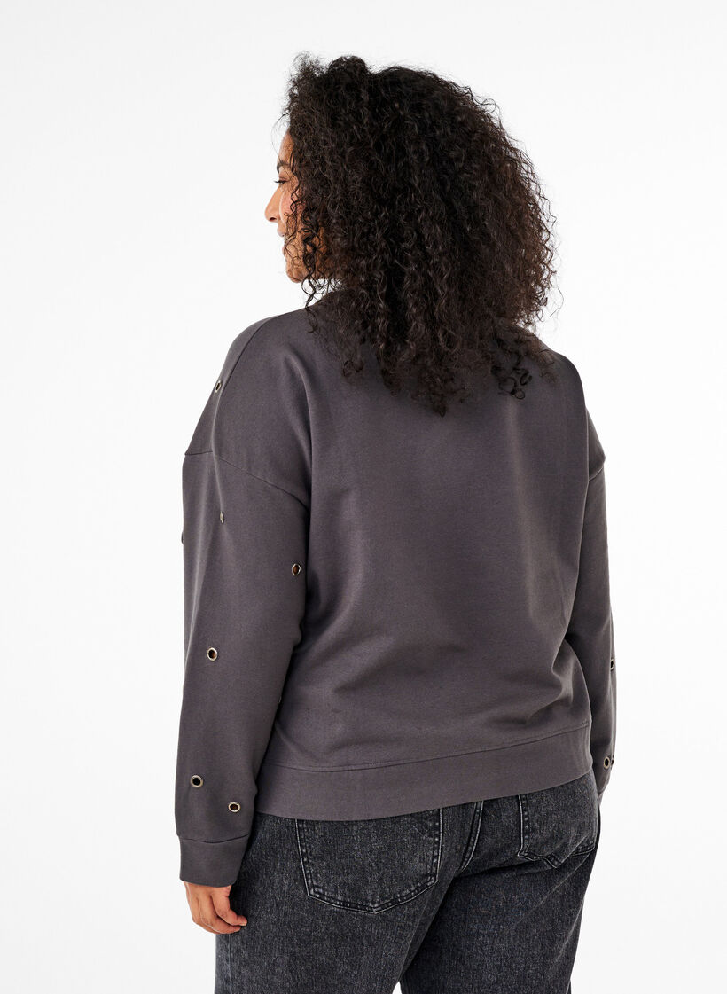 Sweat med eyelets, Grå, Model image number 2