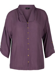 Viskose skjorte med 3/4 ærmer, Vintage Violet