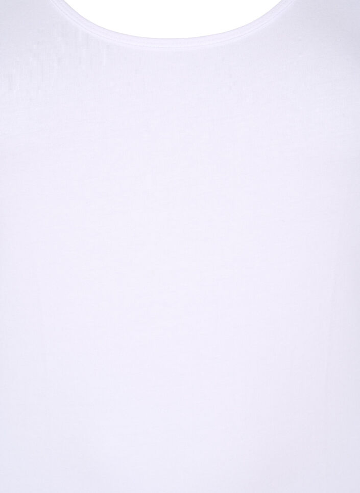 Ensfarvet basis top i bomuld, Hvid, Packshot image number 2