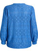 Langærmet bluse med hulmønster, Blå, Packshot image number 1