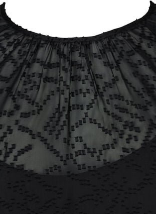 Bluse med 3/4 ærmer og struktur, Black, Packshot image number 2