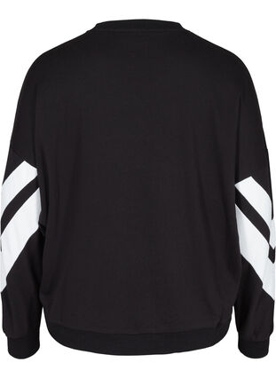 Sweatshirt med printdetaljer på ærmerne, Black, Packshot image number 1